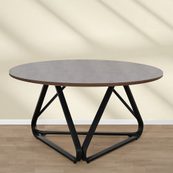 طاولة خدمة مفردة خشب مع قاعدة معدنية بني