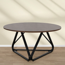 طاولة خدمة مفردة خشب مع قاعدة معدنية بني غامق