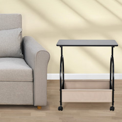 عربة تقديم سطح خشبي مع عجلات ورف تخزين