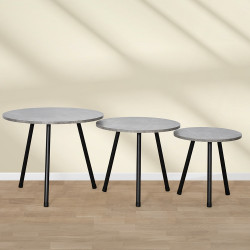 طقم طاولات خدمة 3 قطع من الخشب رمادي