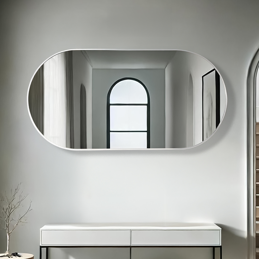 مرآة ديكور حائط بإطار فضي 60×120سم مرآة ديكور حائط بإطار فضي 60×120سم