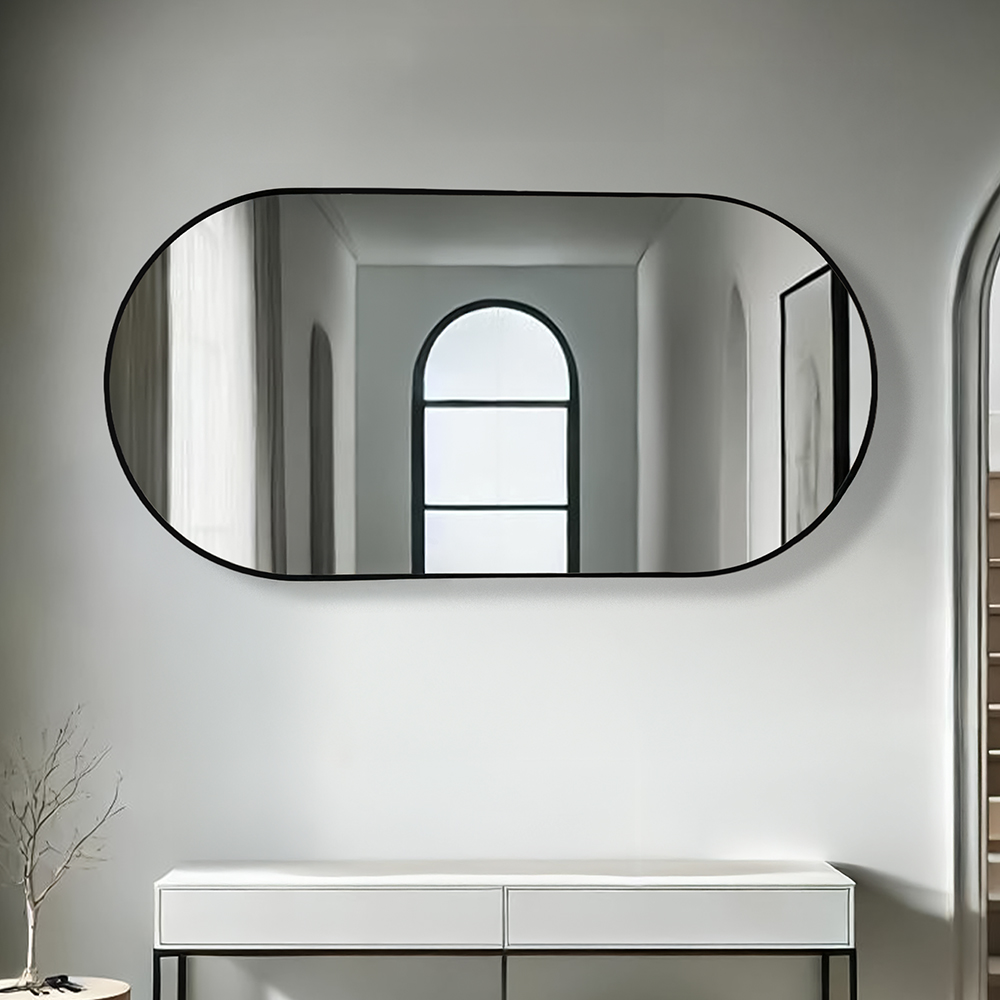 مرآة ديكور حائط بإطار أسود 60×120سم