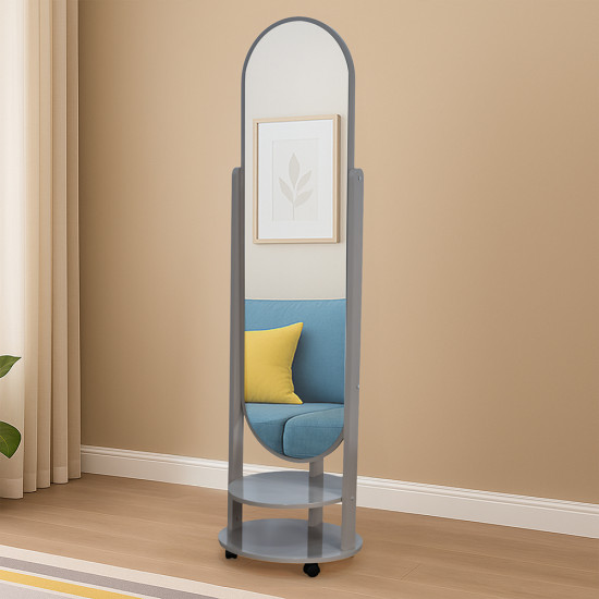 مرآة متحركة عصرية مع أرفف تخزين رمادي مرآة متحركة عصرية مع أرفف تخزين رمادي