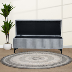 صندوق سجاد عصري بقماش مخمل رمادي