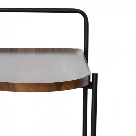 عربة تقديم عصرية من الخشب والمعدن بني