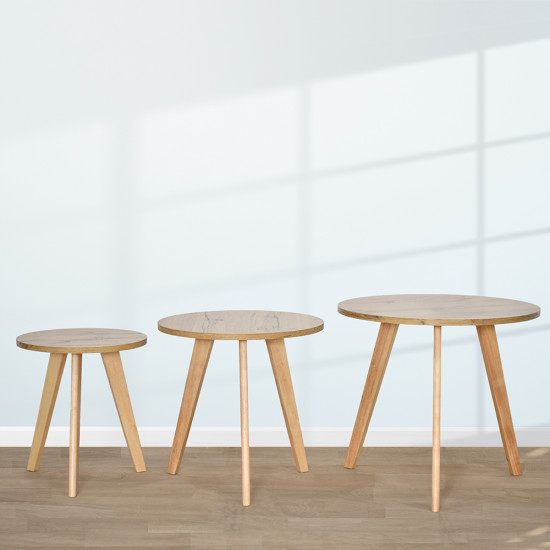 طقم طاولات خدمة من الخشب 3 قطع