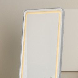 مرآة استاند مضيئة بإطار فضي 170×60 سم