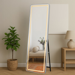 مرآة استاند مضيئة بإطار فضي 170×60 سم