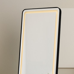 مرآة استاند مضيئة بإطار أسود 170×60 سم