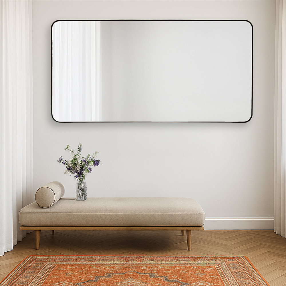 مرآة ديكور حائط بإطار أسود 70×140 سم مرآة ديكور حائط بإطار أسود 70×140 سم