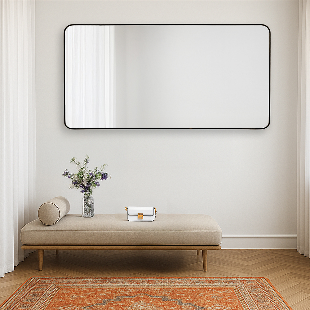 مرآة ديكور حائط بإطار أسود 80×160 سم