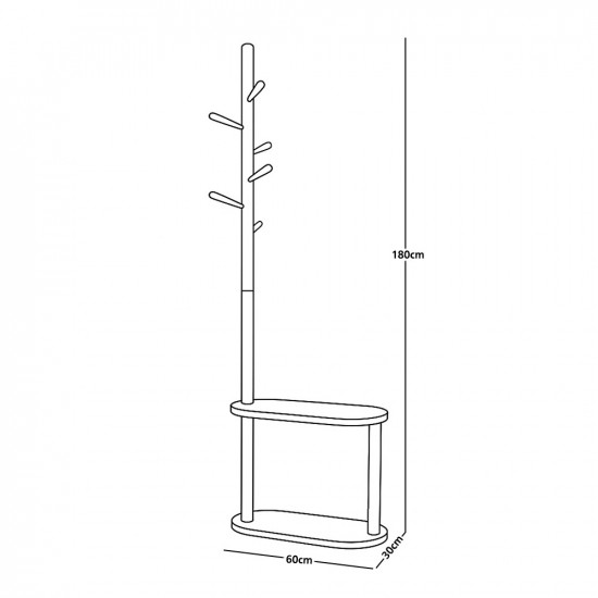 علاقة ملابس خشب مع أرفف تخزين 180 سم علاقة ملابس خشب مع أرفف تخزين 180 سم