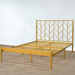 هيكل سرير معدني ذهبي 200×140 سم
