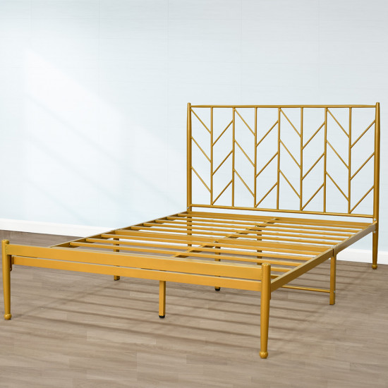 هيكل سرير معدني ذهبي 200×140 سم هيكل سرير معدني ذهبي 200×140 سم