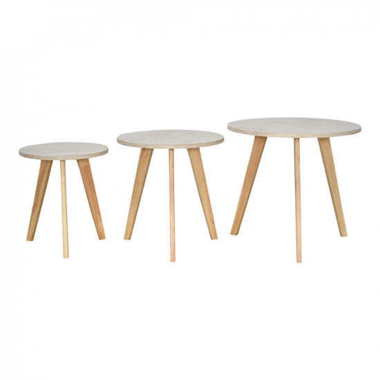 طقم طاولات خدمة من الخشب 3 قطع بيج طقم طاولات خدمة من الخشب 3 قطع بيج