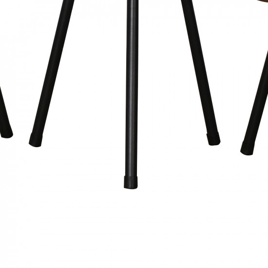 طقم طاولات خدمة خشب بأرجل معدنية 3 قطع بني