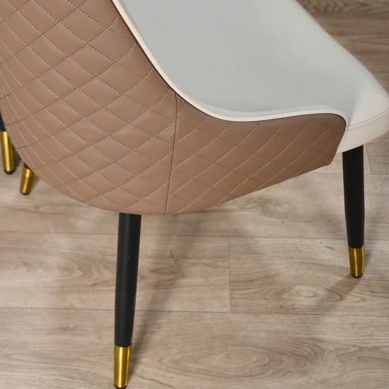 طاولة طعام رخام 10 كراسي من الجلد بأرجل معدنية