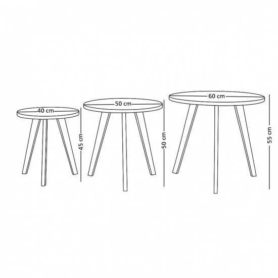 طقم طاولات خدمة من الخشب 3 قطع