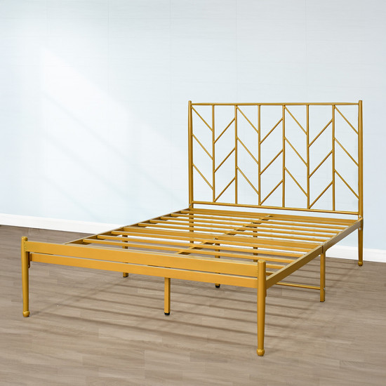 هيكل سرير معدني ذهبي 120×200 سم