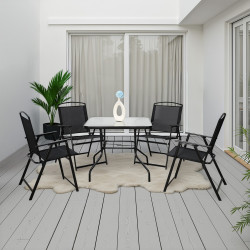 جلسة حديقة 4 مقاعد و طاولة أسود