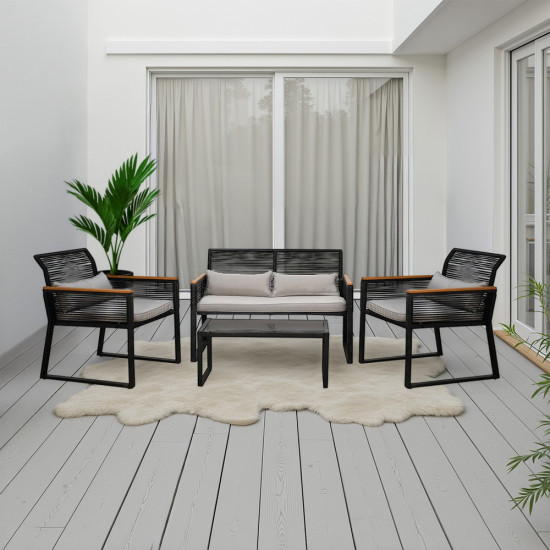 جلسة حديقة 4 مقاعد و طاولة أسود جلسة حديقة 4 مقاعد و طاولة أسود