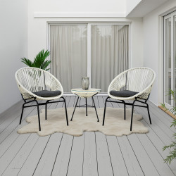 جلسة حديقة 2 مقعد راتان × معدن