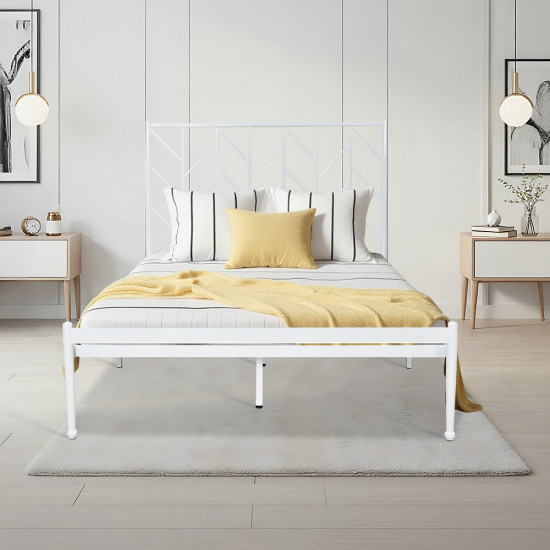 هيكل سرير معدني أبيض 120×200 سم