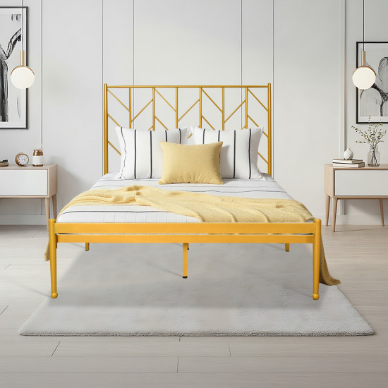 هيكل سرير معدني ذهبي 120×200 سم