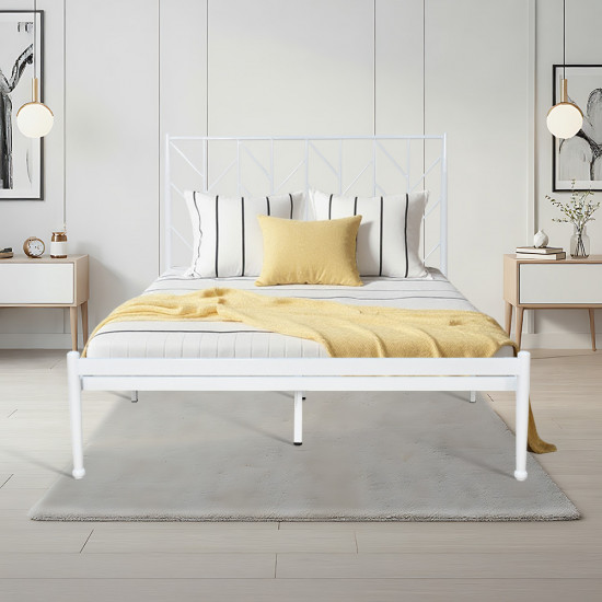 هيكل سرير معدني أبيض 200×140 سم هيكل سرير معدني أبيض 200×140 سم