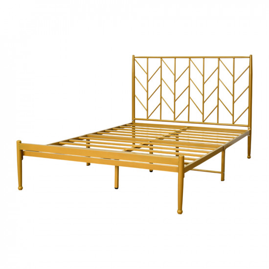 هيكل سرير معدني ذهبي 200×140 سم هيكل سرير معدني ذهبي 200×140 سم