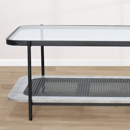 طاولة خدمة مفردة 2 دور سطح زجاجي رمادي طاولة خدمة مفردة 2 دور سطح زجاجي رمادي