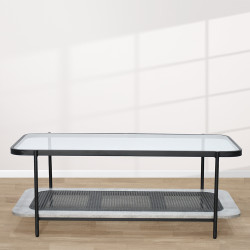 طاولة خدمة مفردة 2 دور سطح زجاجي رمادي