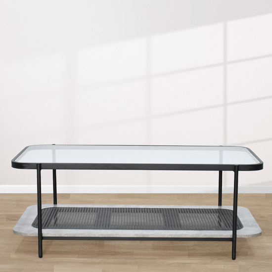 طاولة خدمة مفردة 2 دور سطح زجاجي رمادي طاولة خدمة مفردة 2 دور سطح زجاجي رمادي