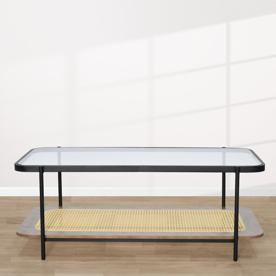 طاولة خدمة مفردة 2 دور سطح زجاجي بني طاولة خدمة مفردة 2 دور سطح زجاجي بني