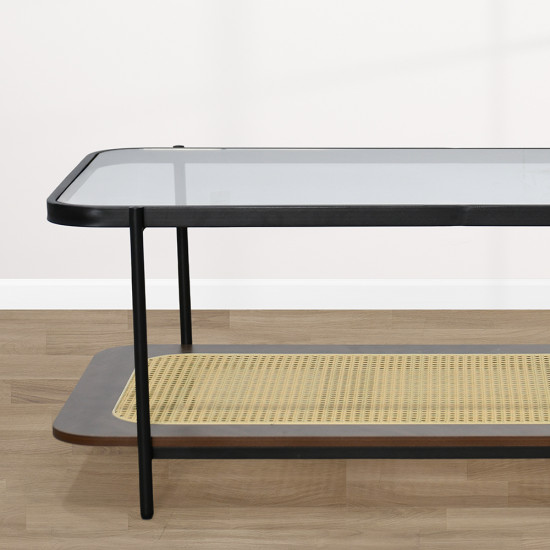 طاولة خدمة مفردة 2 دور سطح زجاجي بني غامق طاولة خدمة مفردة 2 دور سطح زجاجي بني غامق