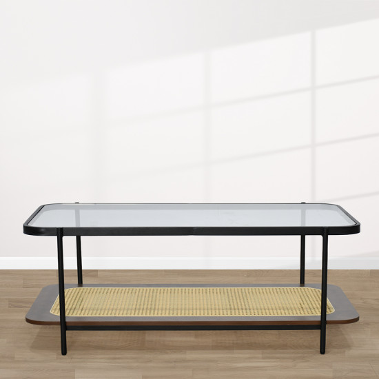 طاولة خدمة مفردة 2 دور سطح زجاجي بني غامق طاولة خدمة مفردة 2 دور سطح زجاجي بني غامق