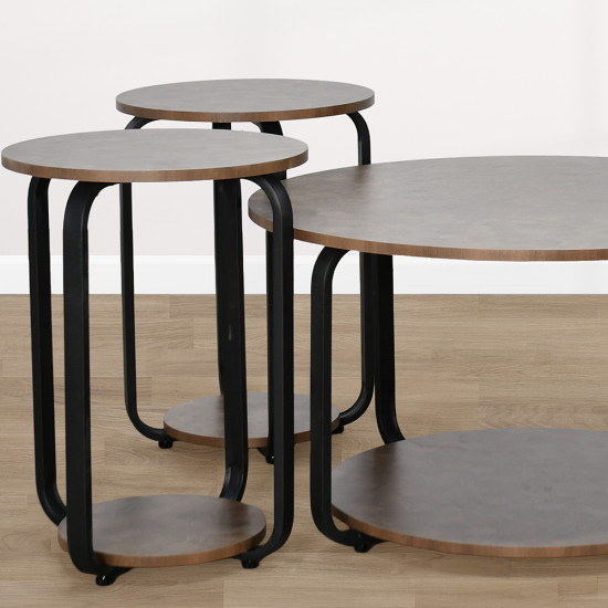 طقم طاولات خدمة 5 قطع 2 دور خشب بني