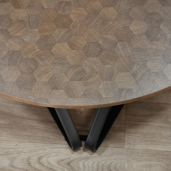 طقم طاولات خدمة 5 قطع خشب مع قاعدة معدنية طقم طاولات خدمة 5 قطع خشب مع قاعدة معدنية