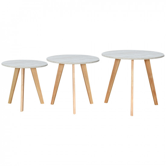 طقم طاولات خدمة 3 قطع من الخشب رمادي طقم طاولات خدمة 3 قطع من الخشب رمادي