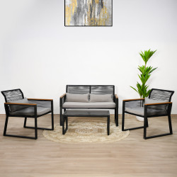 جلسة حديقة 4 مقاعد و طاولة أسود