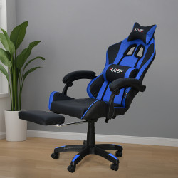كرسي ألعاب أحترافي من الجلد أزرق × أسود
