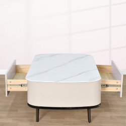 طاولة قهوة مفرد سطح سيراميك بيج 130 سم طاولة قهوة مفرد سطح سيراميك بيج 130 سم