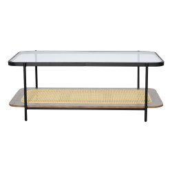 طاولة خدمة مفردة 2 دور سطح زجاجي بني