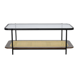 طاولة خدمة مفردة 2 دور سطح زجاجي بني غامق