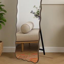 مرآة استاند بإطار خشبي بني 160×50 سم