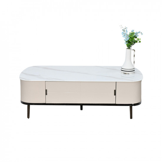 طاولة قهوة مفرد سطح سيراميك بيج 130 سم طاولة قهوة مفرد سطح سيراميك بيج 130 سم