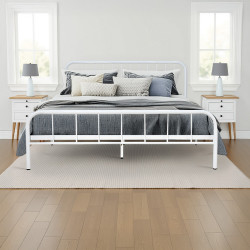 هيكل سرير معدني أبيض 180×200 سم