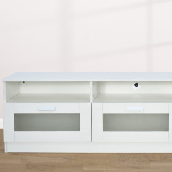 وحدة تلفاز مودرن خشب بأبواب زجاجية أبيض 180سم