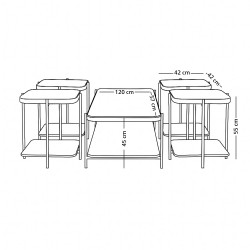 طقم طاولات خدمة 5 قطع من الزجاج بني فاتح 120 سم