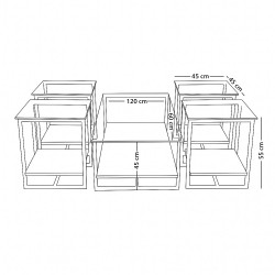 طقم طاولات خدمة 5 قطع من الزجاج والخشب والمعدن بني غامق طقم طاولات خدمة 5 قطع من الزجاج والخشب والمعدن بني غامق